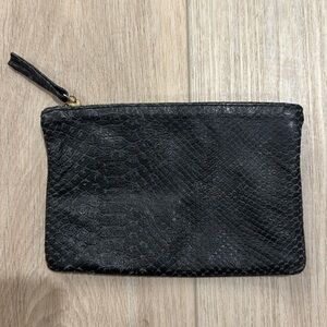 Clare V black Snake Flat Wallet Clutch